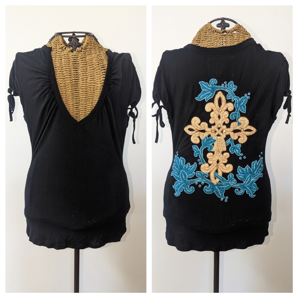 Soul Revival Embroidered Rock Tee Shirt Top S M